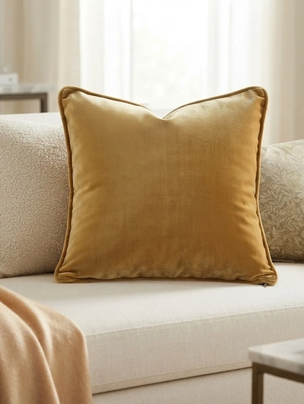 Gold Velvet vintage Throw Pillow